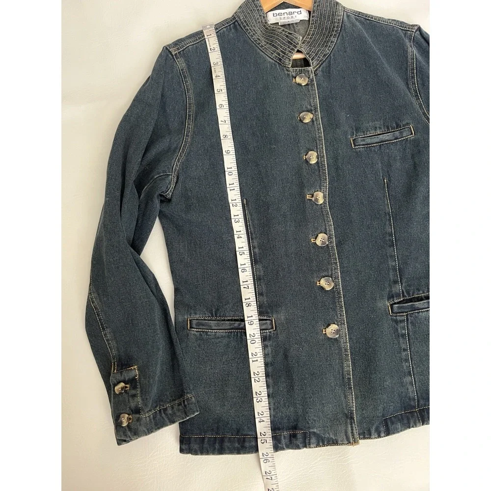 Benard Sport Vintage New Womens 12 Dark Wash Denim Jacket Military Deadstock